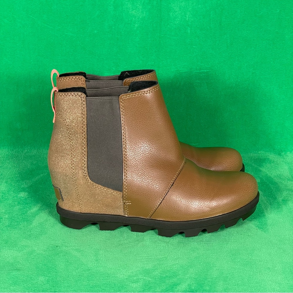 Sorel Joan Of Arctic Wedge II Chelsea Brown Leather Boots Youth Size 4